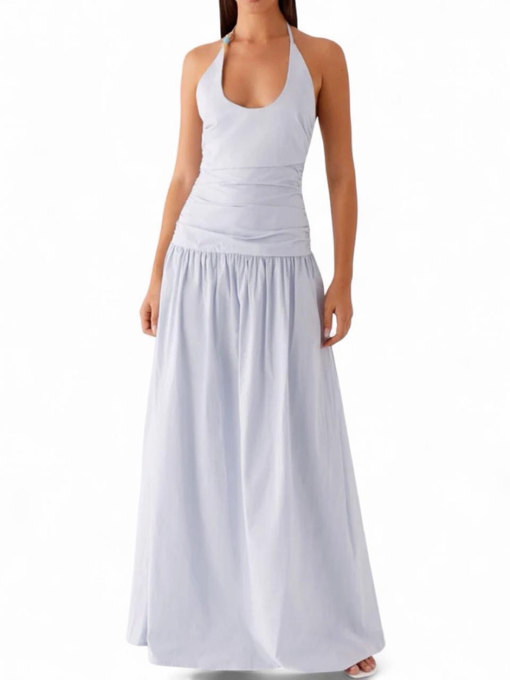 Peppermayo Cristina Halter Maxi Dress Cornflower Blue 4 NWT